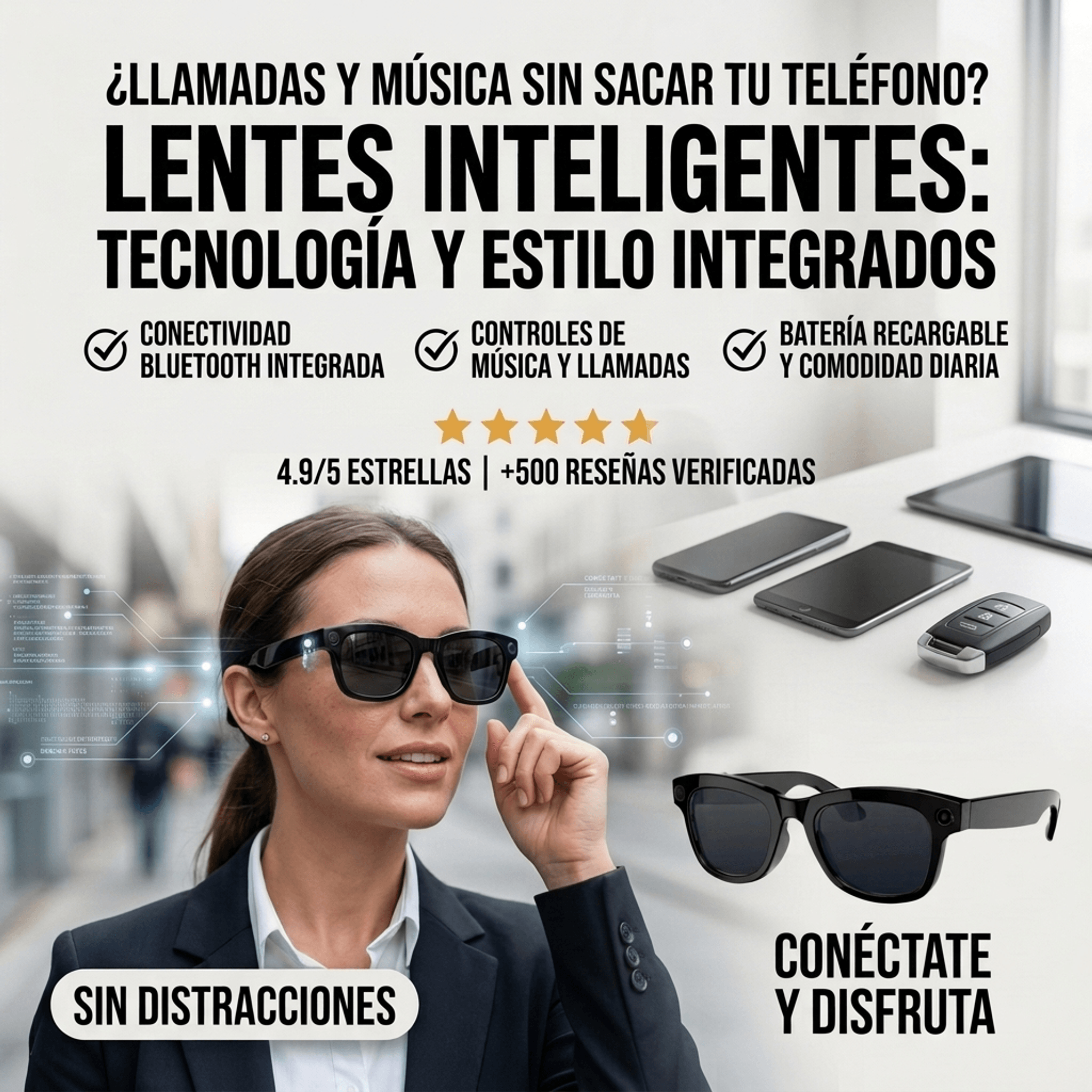Gafas inteligentes SL con zoom, cambio de color y traducción AI en tiempo real