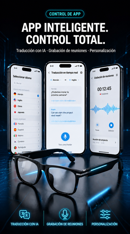 Gafas inteligentes SL con zoom, cambio de color y traducción AI en tiempo real