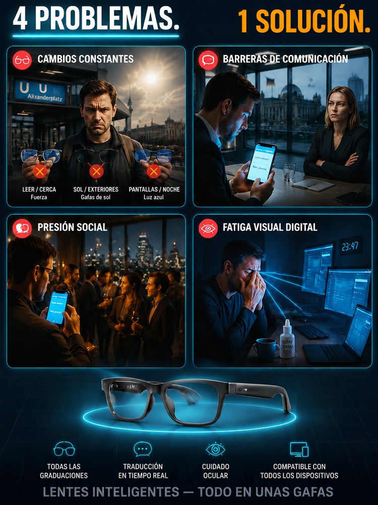Gafas inteligentes SL con zoom, cambio de color y traducción AI en tiempo real