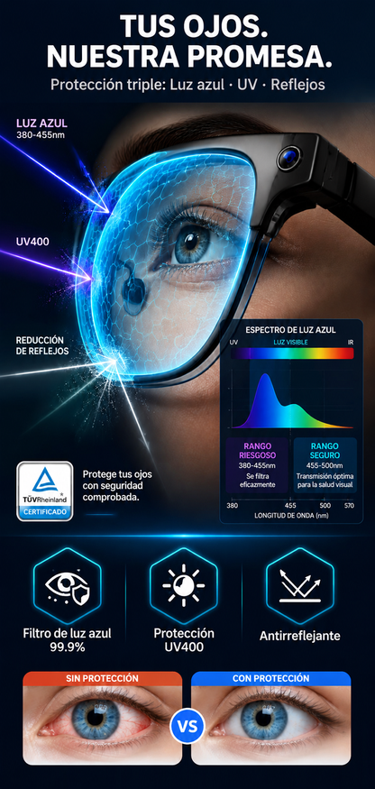 Gafas inteligentes SL con zoom, cambio de color y traducción AI en tiempo real