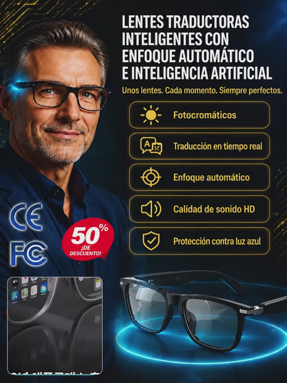 Gafas inteligentes SL con zoom, cambio de color y traducción AI en tiempo real
